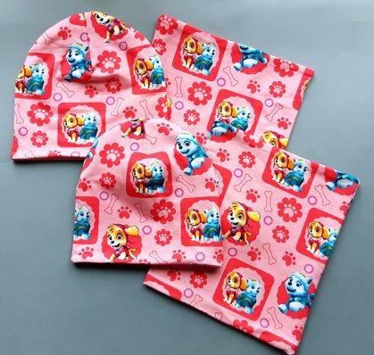 Cepures komplekts "Ķepu patruļa" (rozā)